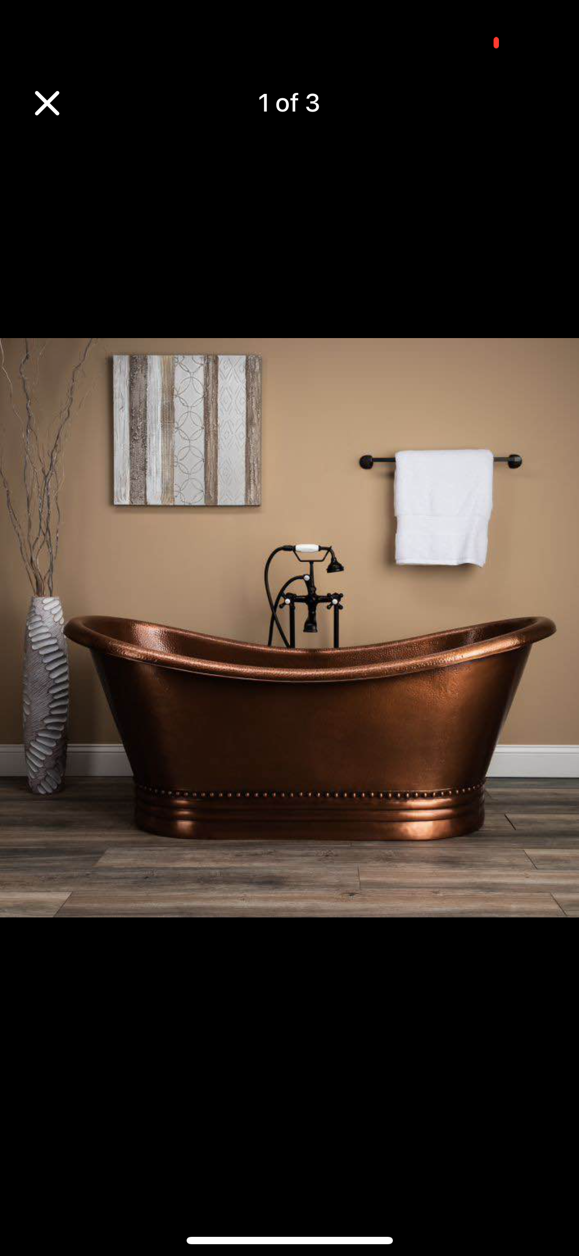 Solid copper soaking tub